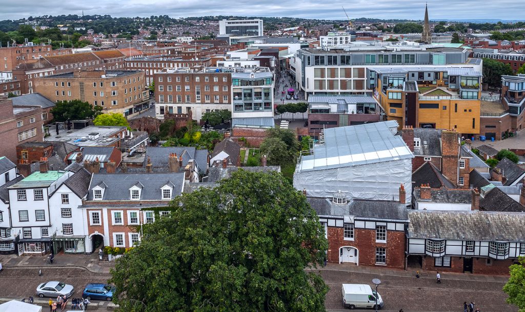 The central part of the city of Exeter